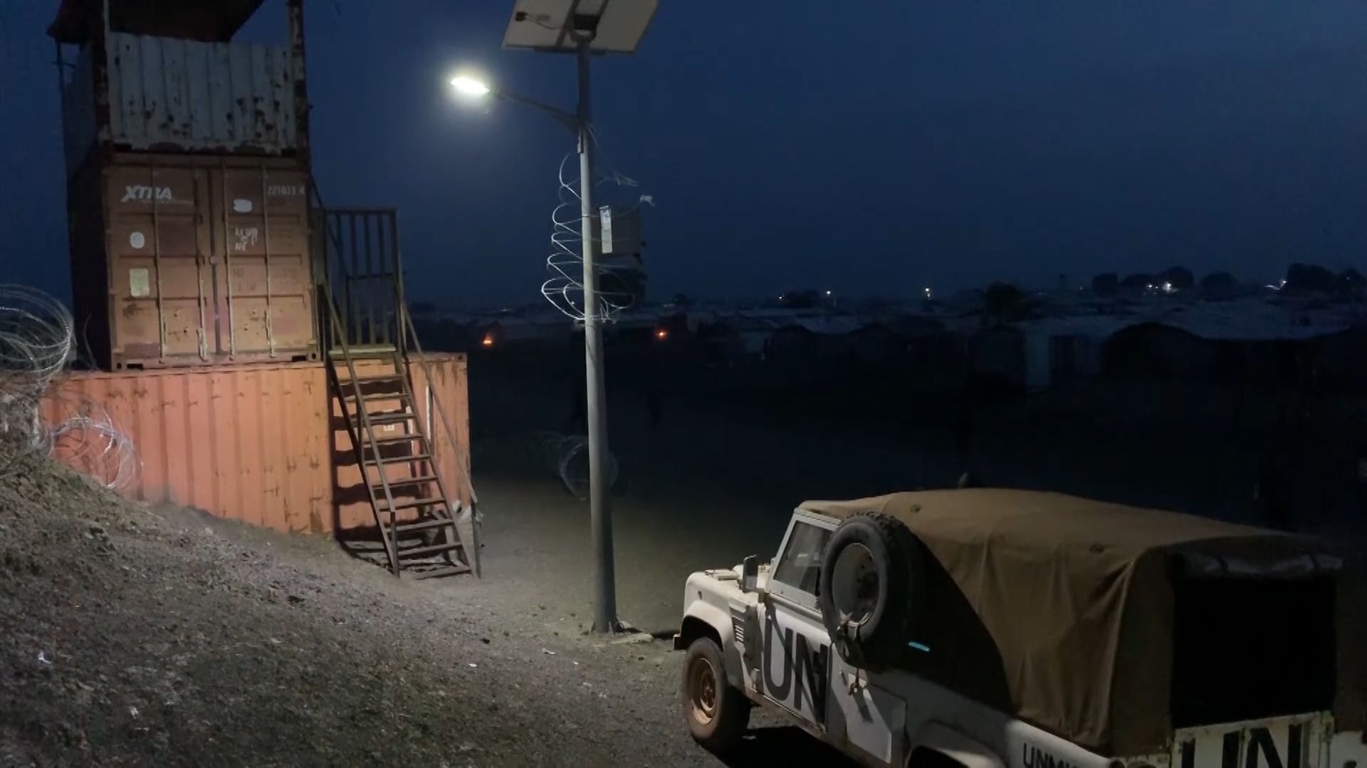 Solar lamps make it easier to patrol the Bentiu camp.